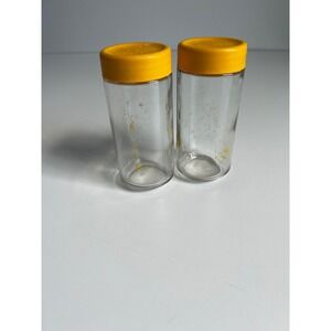 Vintage Glass Dandelion Spice Shakers Mustard Yellow Lids‎ Retro Kitchen Decor